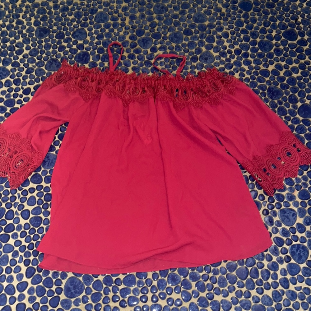 Hot Pink Cold Shoulder Top